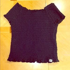 Black of the shoulder ruffled Abercrombie kids top